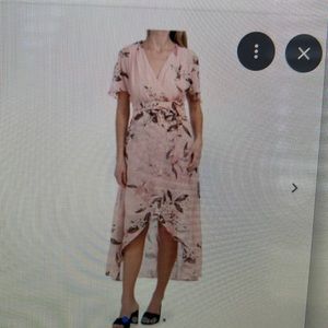 Women’s Eliza J Blush Pink Surplice Floral high-low Maxi dress, size 12